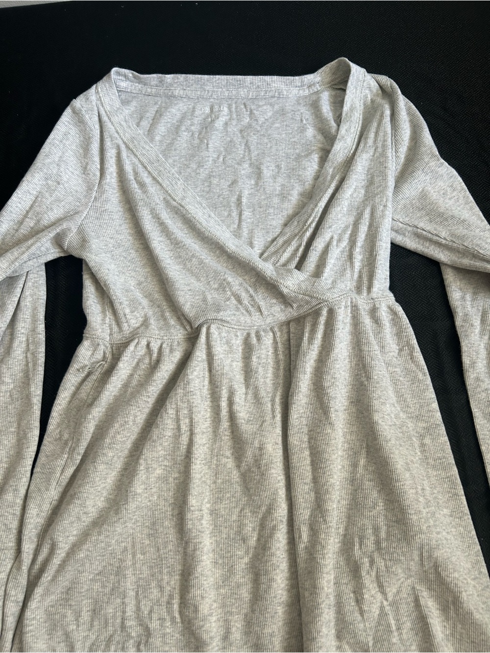 Hollister Light Gray Ribbed Long Sleeve Top